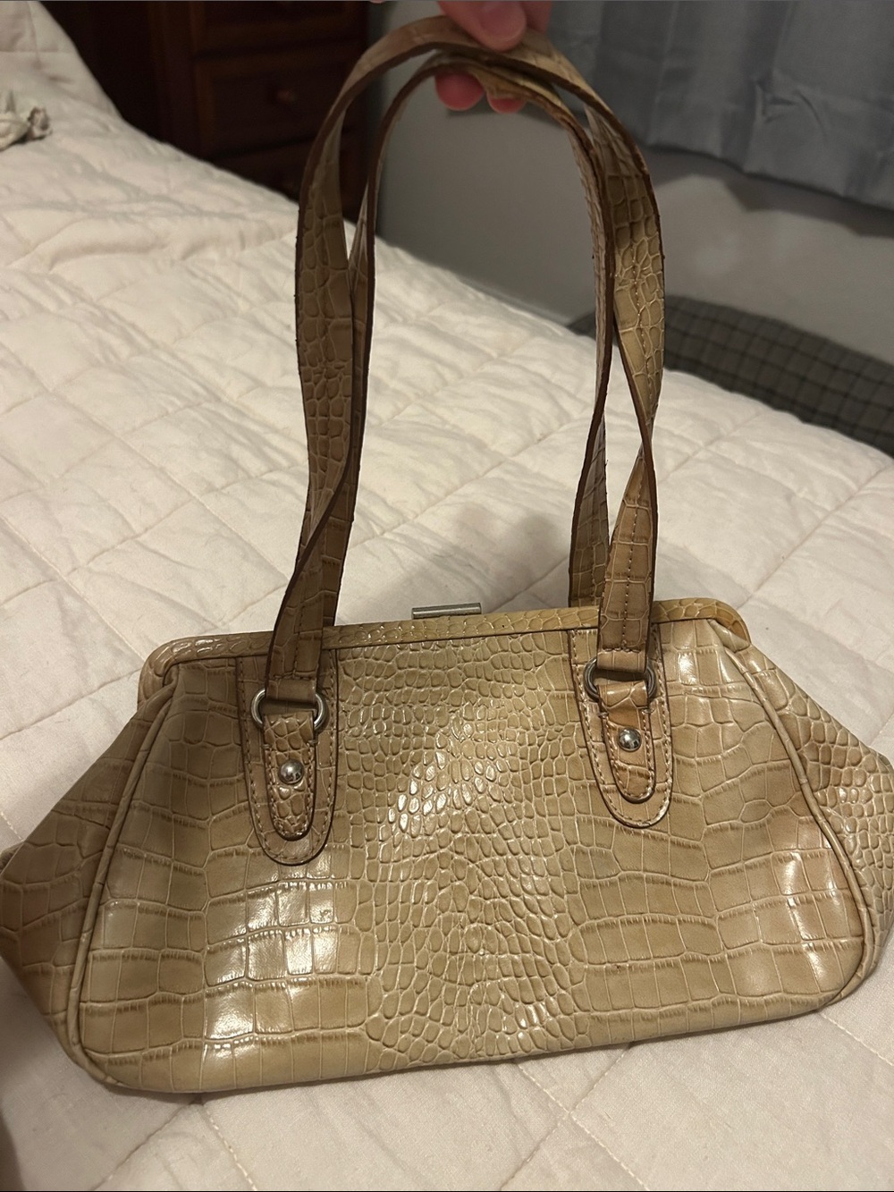 Nine West Croc-Embossed Tan Shoulder Bag